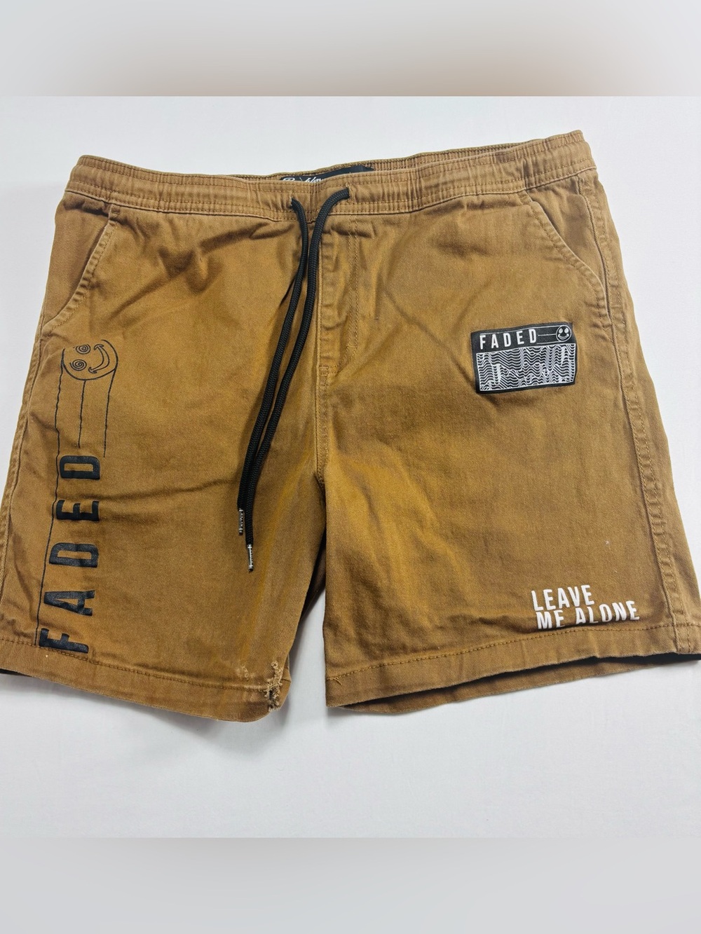 FADED Brown Cotton Drawstring Shorts